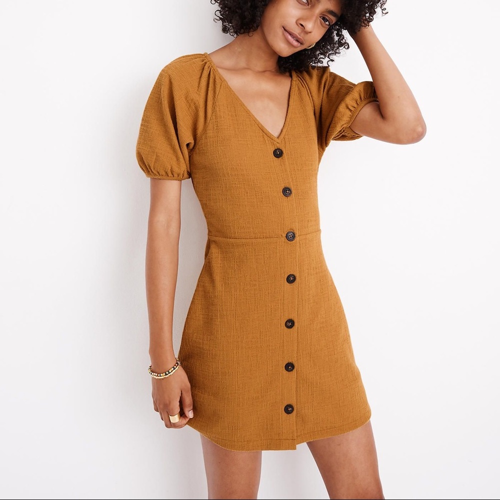 NWT Madewell Texture & Thread Puff Sleeve Dress